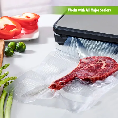 Vista 4 de Bolsas selladoras al vacío TYPLASTICS para almacenamiento hermético de alimentos, 1 galón, bolsas precortadas, 100 unidades Food Storage
