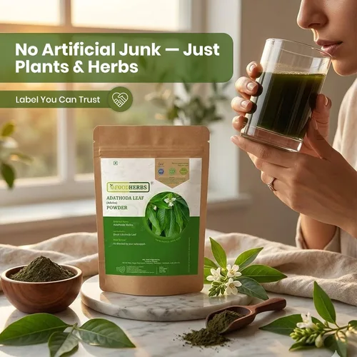 Vista 7 de Foodherbs Adathoda Powder (Adhatoda Vasica/Adulsa), 200g (0.44 lb) Polvo de hojas de hierbas 100% puro Sin aditivos ni conservantes Polvo