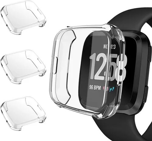 Vista 6 de Paquete de 3 protectores de pantalla compatibles con la funda Fitbit Versa, ultrafina, delgada, suave, de poliuretano termoplástico, color Versa