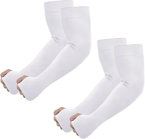 Vista 7 de Newbyinn Mangas de protección solar UV con orificio para el pulgar para hombres, mujeres y jóvenes, manga refrescante para cubrir tatuajes