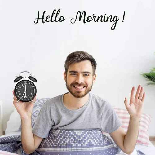 Vista 3 de Azyh Reloj despertador ruidoso para adultos que duermen pesados, de metal de 4 pulgadas, doble campana, funciona con pilas, para decoración de Negro