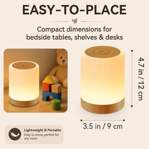 Vista 5 de Auxmir Luz nocturna para guardería, lámpara táctil recargable, 256 RGB Marrón (Brown-2 Pack)