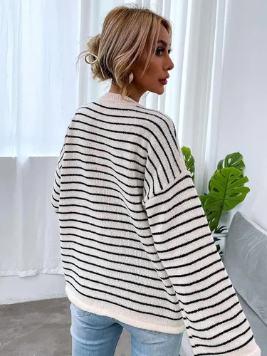 Vista 2 de SHENHE Suéter de punto acanalado de manga larga con botones para mujer