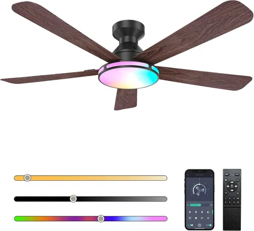 Vista 18 de Ventiladores de techo con luces, ventilador de techo empotrado de perfil Marrón
