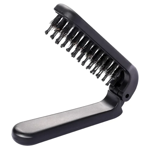 Vista 9 de Sliverdew Cepillo de pelo, mini cepillo de pelo plegable de cerdas de jabalí para mujeres y hombres, pequeño mini cepillo compacto tamaño de Ámbar