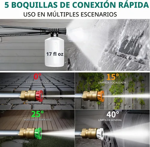 Vista 4 de Lavadora de presión 5000Max con pantalla táctil ajustable de 8 niveles, cable de alimentación de 35 pies con GFCI, 4 boquillas de conexión rápida