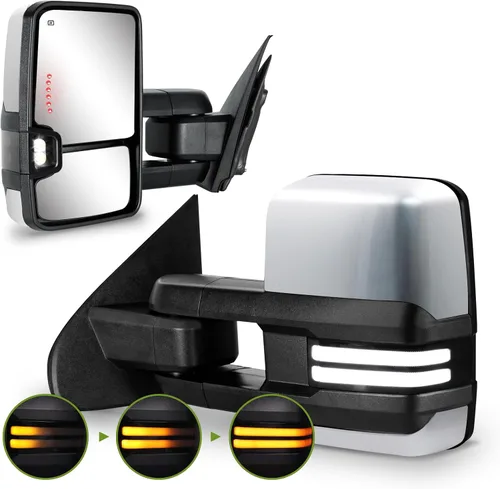 Vista 12 de Espejos de remolque para Chevy Silverado/GMC Sierra 1500 (2014-2018), 2500HD/3500HD (2015-2019) Switchback - Señal de giro dinámico/luces de marcha