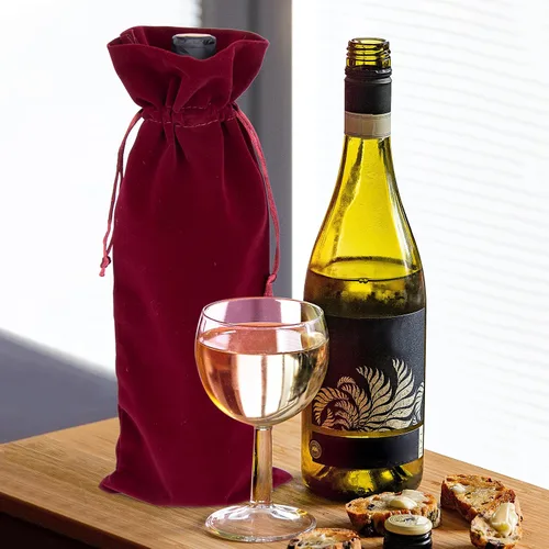 Vista 5 de TopTie 12 bolsas de terciopelo para botella de vino de 25.4 fl oz, bolsas de cordón de 6.3 x 15 pulgadas, accesorios de fiesta de boda