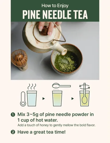 Vista 4 de NICE WITCH'S Pine Needle Powder 8 oz (227 g), 100% polvo de hoja de pino coreano para té, té de hierbas sin cafeína, suave y naturalmente refrescante