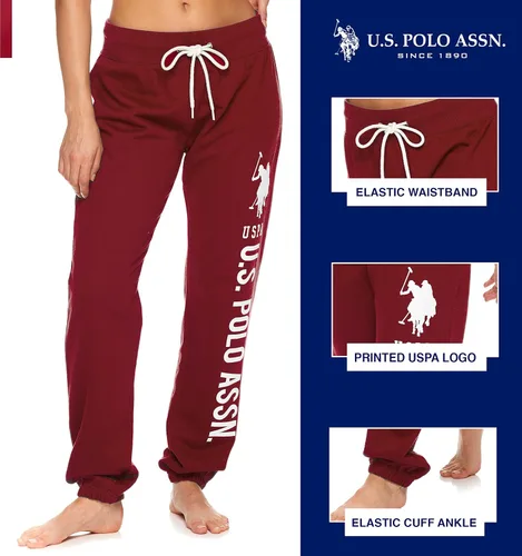 Vista 2 de U.S. Polo Assn. Pantalón pijama deportivo para mujer, esencial, de felpa francesa para dormir, descansar o correr