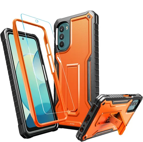 Vista 8 de FITO Funda para Moto G 5G 2022, funda resistente a prueba de golpes de doble capa para teléfono Moto G 5G 2022 con protector de pantalla, soporte