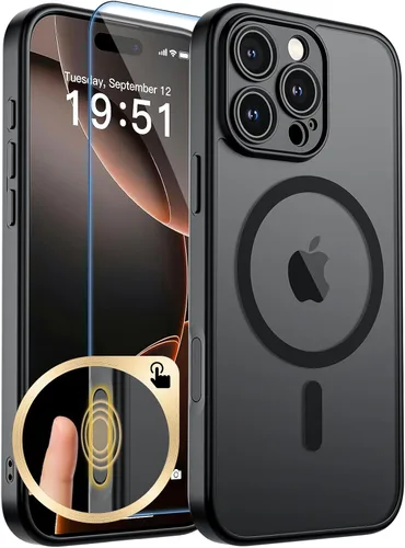 Vista 48 de zapica Funda magnética para iPhone Air, con protector de pantalla de vidrio templado, compatible con MagSafe, translúcida mate, a prueba de golpes