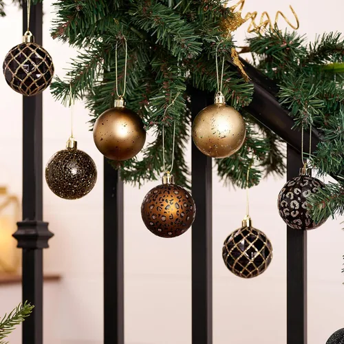 Vista 7 de DecorbyHannah - Adornos de Navidad de oro negro de 20 quilates, decoración Negro dorado