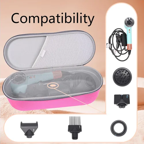 Vista 5 de RLSOCO Estuche de transporte para secador de pelo Dyson Supersonic Nural - Rosa (solo la caja)