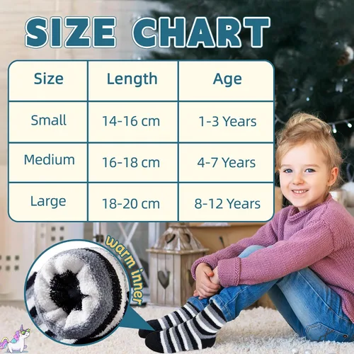 Vista 6 de Eyean Calcetines peludos para niños, antideslizantes, suaves y esponjosos, calcetines cálidos de felpa acogedora para niños y niñas, 6 pares