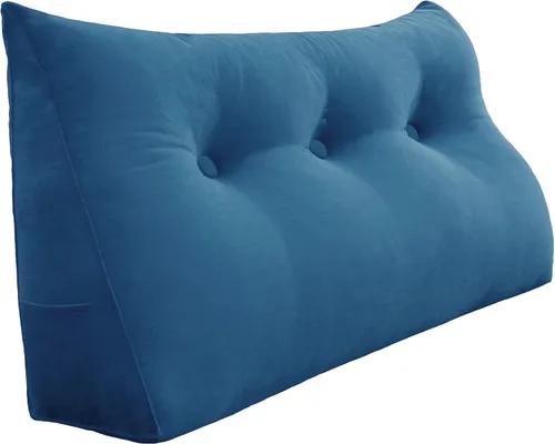 Vista 45 de Almohada de cuña doble gruesa de 8 libras para cabecero de dormitorio universitario, almohada de cuña de terciopelo con respaldo triangular