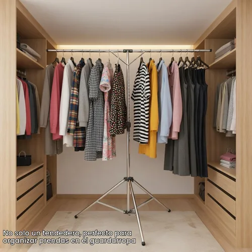 Vista 7 de Tendedero plegable y portátil, para secar, de acero inoxidable, de gran capacidad, ajustable, para ropa Estantes de secado de ropa resistentes