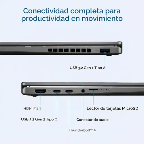 Vista 5 de ASUS Vivobook Flip OLED Touch Copilot+ de 14 pulgadas, Intel EVO Core Ultra 7 256V, Wi-Fi 7, bisagra de 360°, Thunderbolt4, Win 11, con mouse