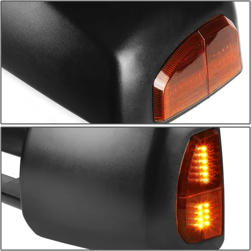 Vista 4 de DNA Motoring TWM-038-T888-BK-AM-L Espejo de remolque lateral izquierdo compatible con Tundra 07-16, con calefacción eléctrica + espejo de luz