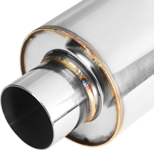 Vista 5 de DNA MOTORING EXA-MF-001-T1 Silenciador de tubo de escape recto de acero inoxidable de 4 pulgadas de diámetro exterior, salida de 3 pulgadas, entrada