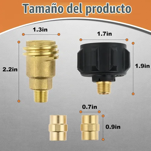 Vista 2 de Paquete de 4 adaptadores de latón Soild QCC1 para montaje de gas propano