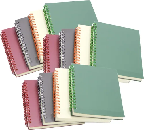 Vista 10 de YIHUANYIFA 4pcs A6 Spiral Notebooks 8mm Ruled 5.7 x 4.1 inch Hardcover 160 Pages Journals for Work Students Study and Notes (4, Dark color)