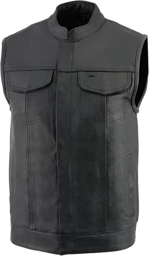 Vista 8 de Milwaukee Chaleco con cuello abierto con botón, con cierre delantero, estilo club, para hombre.