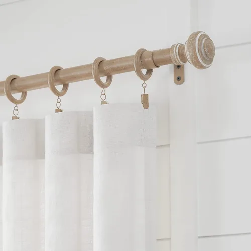 Vista 4 de [Usado] MODE Farmhouse Collection - Juego de barras para cortinas de 1 1/8 pulgadas de diámetro con remates de barras para cortinas con pomo