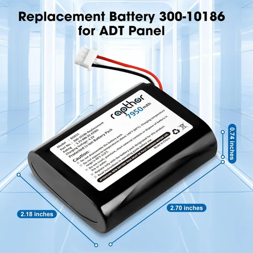 Vista 8 de rapthor Batería de repuesto 7950mAh 300-10186 para panel de seguridad inteligente ADT Command 3.6V / 3.7V / 4.2V 29.42Wh