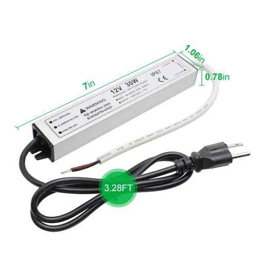 Vista 6 de Fuente de alimentación LED de 30 W y 12 voltios, controlador LED IP67 impermeable, convertidor de CA de 110 V a 12 V CC, transformador LED de salida