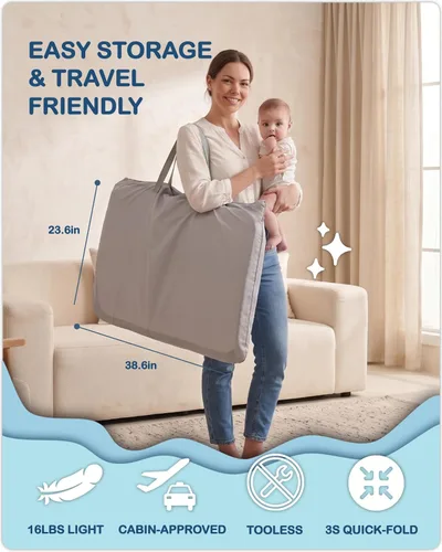 Vista 7 de BEKA Moisés cama de noche para bebé, cuna de bebé 2 en 1 para recién nacido, moisés de noche con 4 ruedas de bloqueo automático y altura ajustable