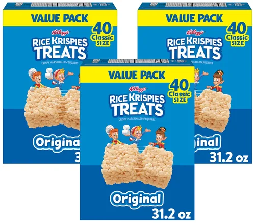 Vista 12 de Rice Krispies Treats Crispy Marshmallow Squares, caja de aperitivos para niños, barras de cereales, original (paquete de 108)