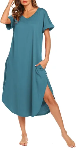 Vista 3 de AVIIER - Camisones de algodón para mujer, ropa de dormir suave con bolsillos, tallas S a XXL