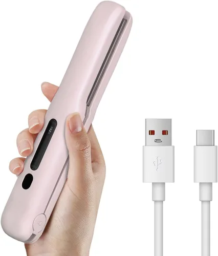 Vista 11 de Gosect Plancha de pelo inalámbrica, mini plancha plana de viaje recargable para mujeres, alisador y rizador de pelo portátil 2 en 1, calentamiento