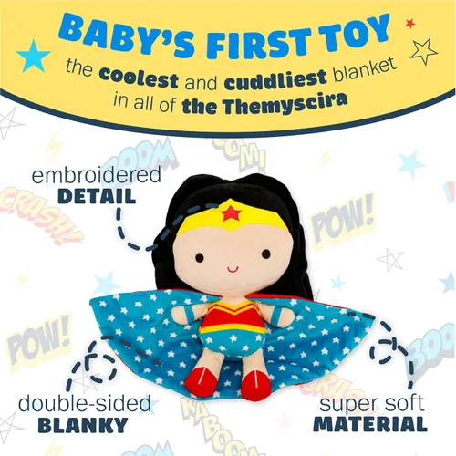 Vista 3 de Kids Preferred DC Comics Wonder Woman - Animal de peluche suave y abrazable para niños pequeños y niñas, regalo para niños, 11.5 pulgadas