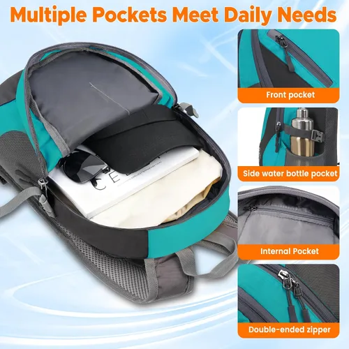 Vista 2 de sunhiker Pequeña mochila de senderismo para mujeres y hombres, 20L, ligera, mochila de viaje, mochila casual para ciclismo, acampar al aire libre