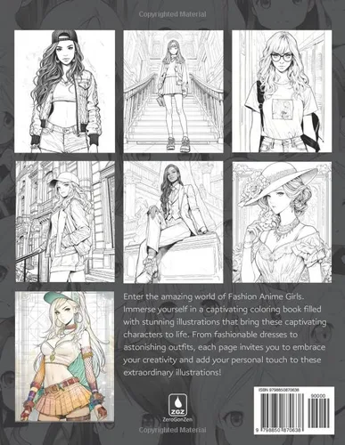 Vista 2 de Anime Coloring Book Fashion Anime Girls - Beautiful Fashionable Female Characters