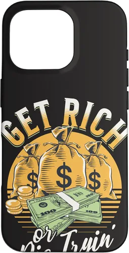 Vista 20 de Funda de dinero millonario para iPhone 12/12 Pro Get Rich or Die Trying Cash Hustle