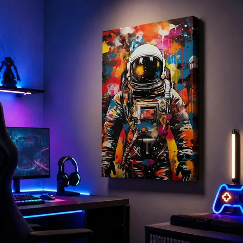 Vista 10 de ANRUOXI Arte de Pared de Graffiti, Impresión de Lienzo de Astronauta Espacial de Graffiti para Decoración de Pared, Impresiones de Arte Modernas