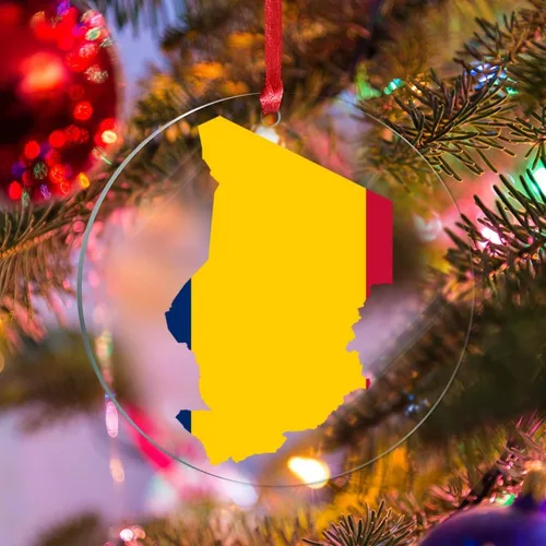 Vista 12 de Silueta de la bandera de Bután, adornos para árbol de Navidad, bandera nacional, recuerdo, decoraciones de Navidad, adornos acrílicos de Bután