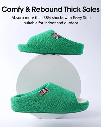Vista 6 de Pantuflas suaves para mujer con espuma viscoelástica de dos tonos para dormitorio, zapatos de casa con suela de goma para interiores