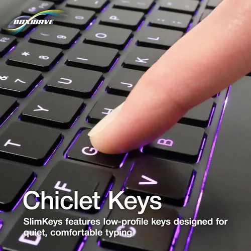 Vista 4 de BoxWave Teclado compatible con Xiaomi Pad 5 - Teclado Bluetooth SlimKeys - con retroiluminación, LED delgado portátil de 7 colores - Negro azabache