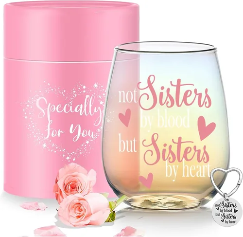 Vista 14 de Yalucky Regalos para mujer amiga, vaso de vidrio de 16.2 fl oz, regalos de cumpleaños para mujer, Llaveros para mujeres, regalo de graduación