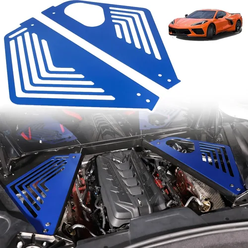 Vista 14 de Sekhyna Cubierta de panel de bahía del motor compatible con Chevrolet Corvette C8 Stingray 2020-2024 aleación de aluminio 2 piezas compartimento