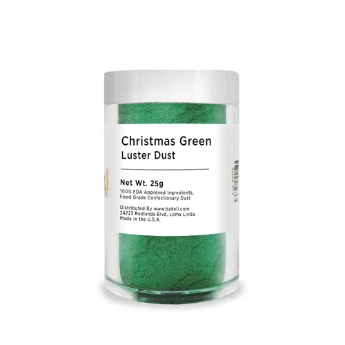 Vista 3 de BAKELL - Polvo colorante Luster Dust comestible Christmas Green, certificado Kosher, pintura y polvo 100 % comestible, de grado alimenticio, pintura
