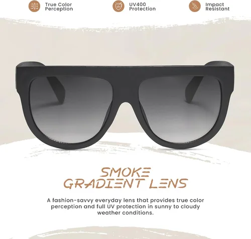 Vista 10 de Gafas de sol de gran tamaño con parte superior plana para mujer, diseño cuadrado grande, retro, gafas de sol