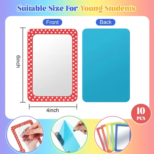 Vista 2 de Dandat - 10 espejos pequeños para niños de 6 x 4 pulgadas, colores clásicos
