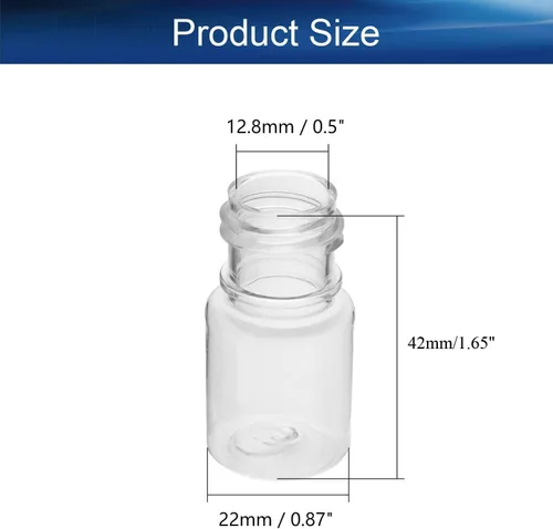Vista 3 de Bettomshin 10 botellas de plástico PE de 0.2 fl oz (grado alimenticio) con tapas, botellas de agua de plástico de boca ancha de laboratorio, botella