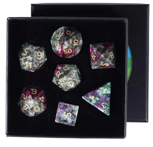 Vista 10 de rockcloud Juego de 7 dados poliédricos DND de howlita azul turquesa 1- Azul