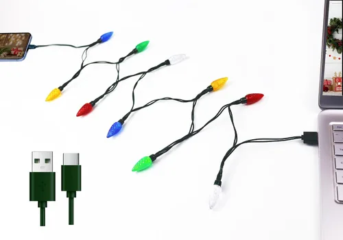 Vista 12 de Luces LED de Navidad, USB y cargador de bombilla para iPhone, disponible con iPhone 5, 5S, 6, 6S, 6 Plus, 7, 7 Plus, 8, 8 Plus, 8 X